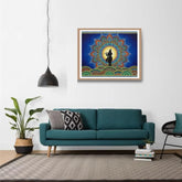 Mandala wall painting for peaceful living room interior

