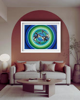 Mandala dolphin wall art for meditation and yoga room decor
