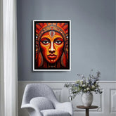 Mandala face wall painting for peaceful living room decor
