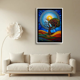 Mandala tree canvas painting for modern home wall decor
