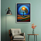 Mandala tree canvas wall art for modern home decor

