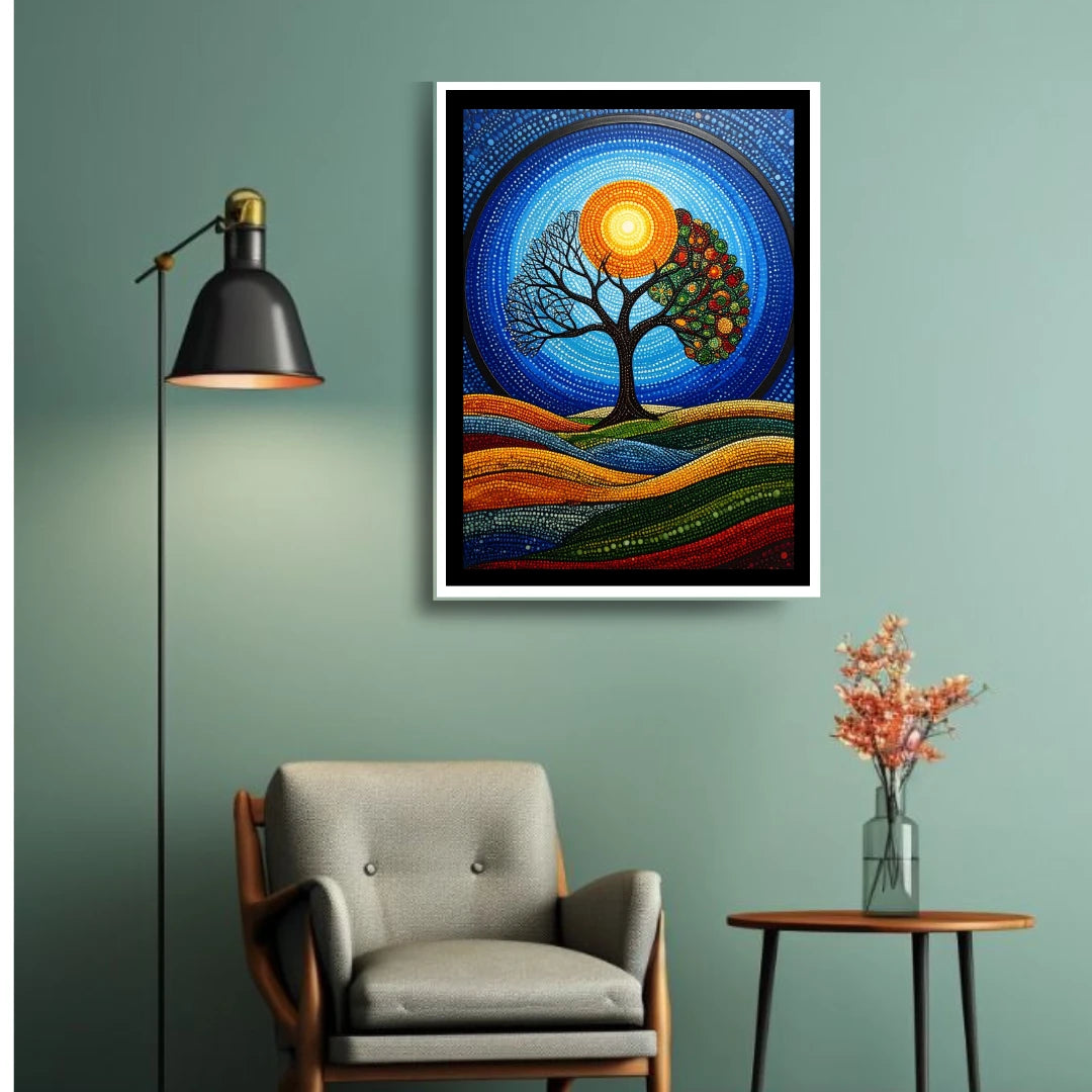 Mandala tree canvas wall art for modern home decor
