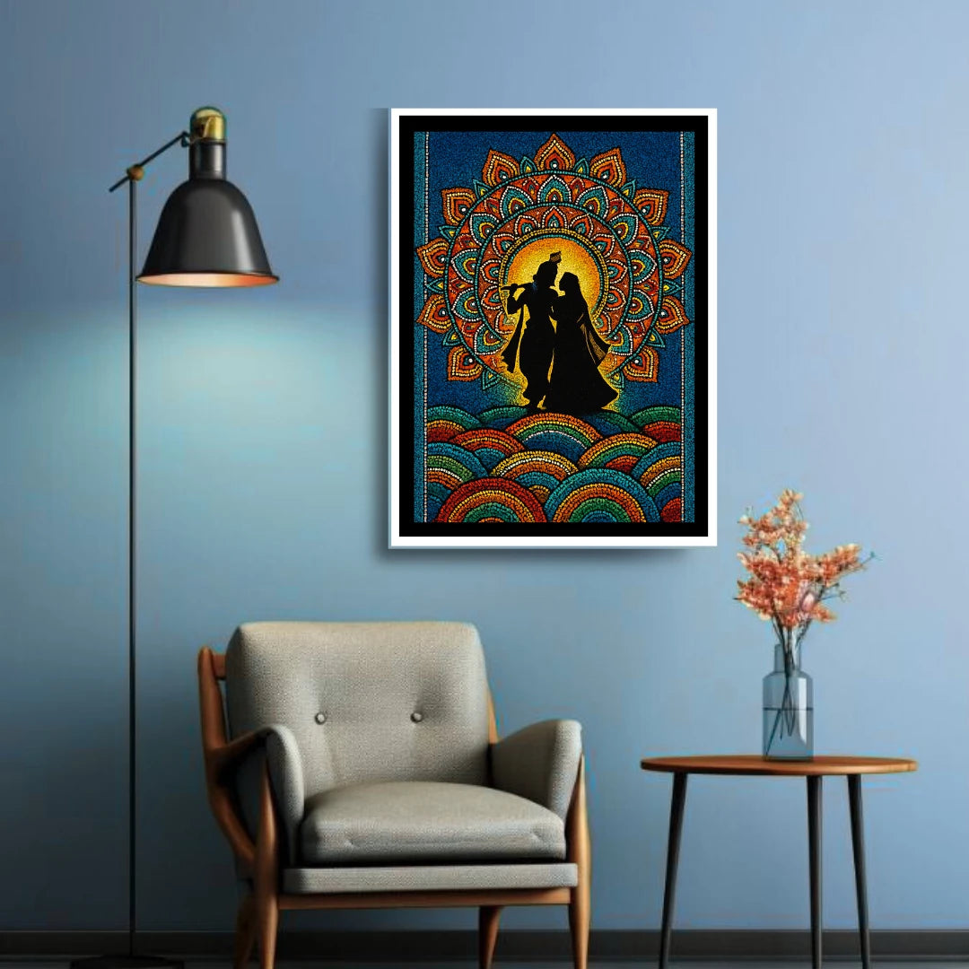 Mandala wall art in modern interior with calm and positive energy
