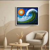 Spiritual mandala ocean wave wall art for peaceful home decor
