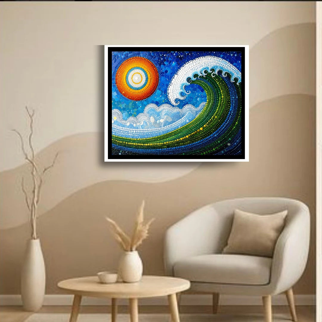 Spiritual mandala ocean wave wall art for peaceful home decor
