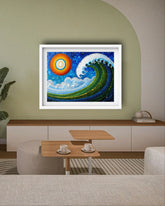 Colorful mandala ocean wave art painting abstract design
