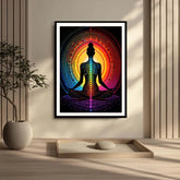 Meditation spiritual wall art with rainbow aura for peaceful home decor
