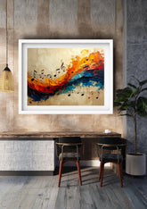 Musical style abstract painting representing sound waves and harmony
