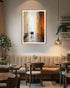 minimal abstract city wall art canvas displayed in modern dining area