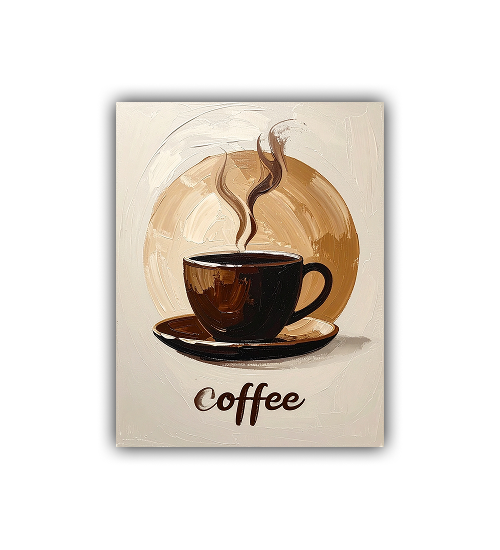 Minimal coffee cup canvas wall art with elegant typography