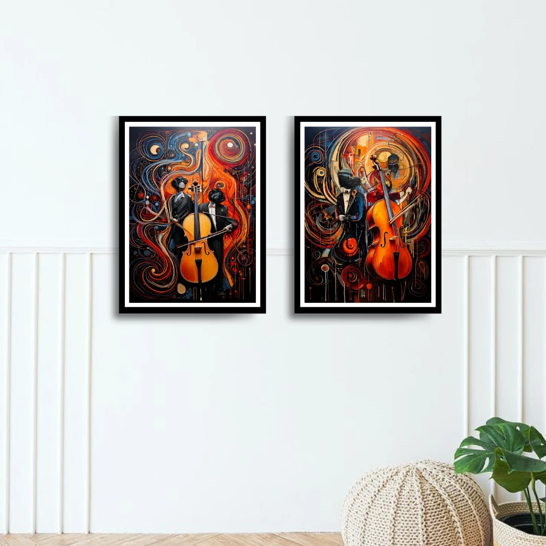 Modern classical music wall art canvas set of 2 for stylish home interior