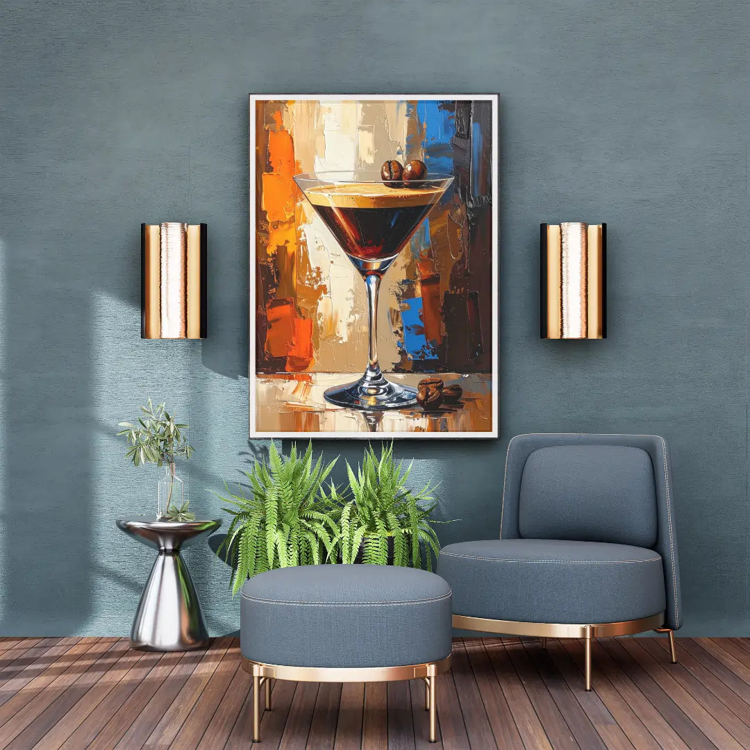 Modern coffee artwork canvas decor for stylish living room