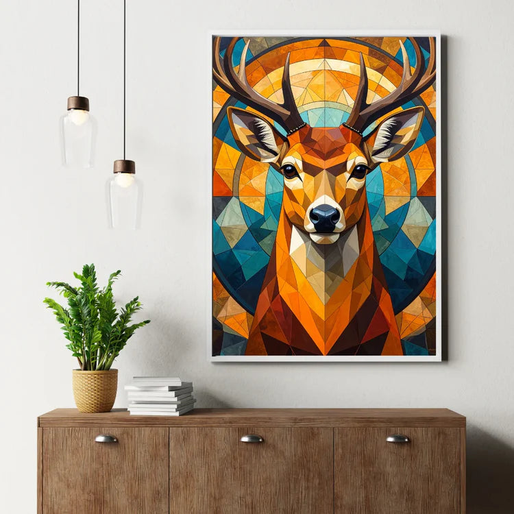 Modern deer wall art canvas painting for stylish home decor