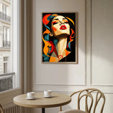 Modern face artwork canvas wall decor for stylish cafe interior