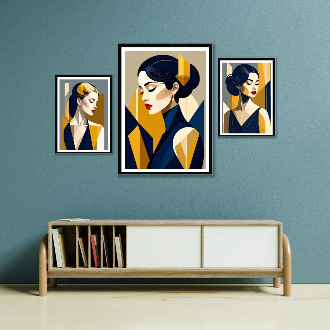 Modern face illustration canvas wall decor for stylish living space
