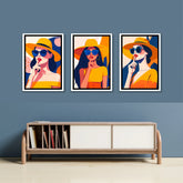 Modern fashion artwork canvas set for contemporary living room