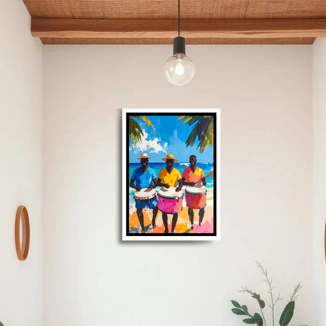 Modern folk art wall art canvas colorful cultural painting for stylish interiors