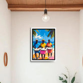 Modern folk art wall art canvas colorful cultural painting for stylish interiors