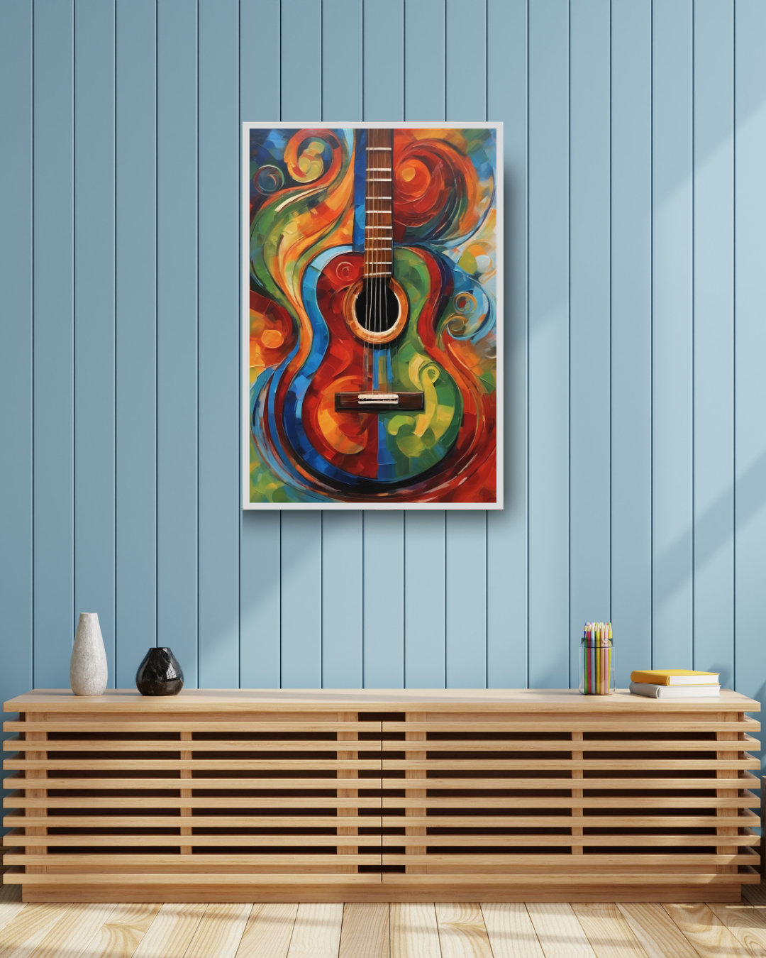Modern abstract guitar wall art for home interior decor