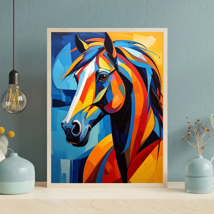 Modern horse wall art canvas painting for contemporary home decor