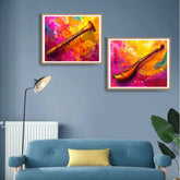 Modern Indian music wall art canvas set of 2 for living room and home decor