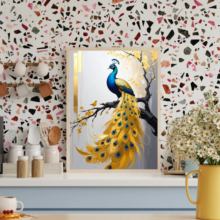 Modern peacock wall art canvas painting with artistic bird design for home decor