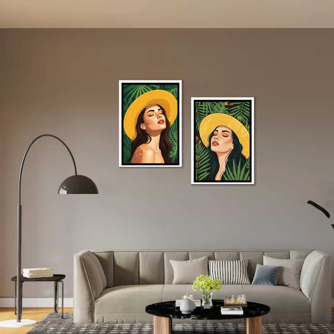 Modern portrait wall art canvas decor for stylish living room interior