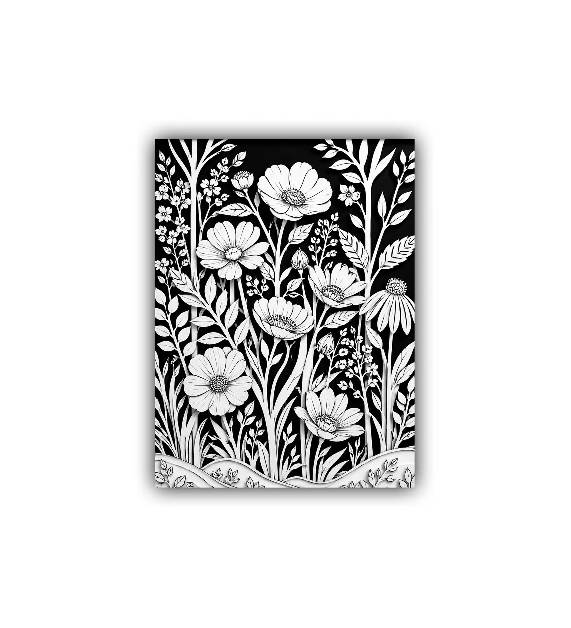 botanical wall art canvas black and white floral painting