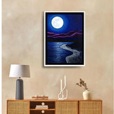 Moonlight night landscape wall painting for living room decor
