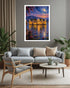 moonlit waterfront wall art canvas in modern living room decor
