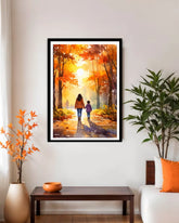 mother and child wall art canvas in modern living room decor