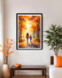 mother and child wall art canvas in modern living room decor