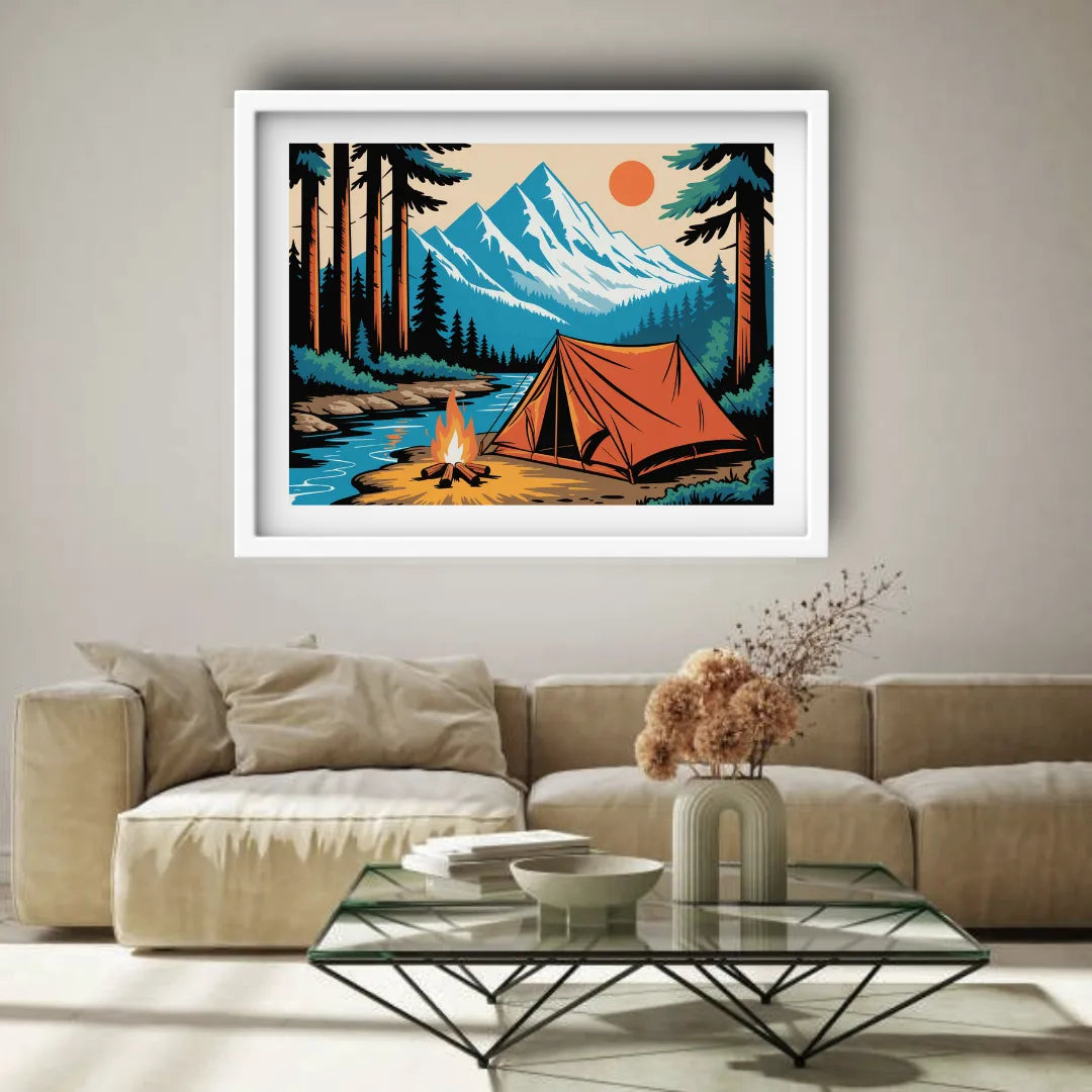 Nostalgic retro outdoor adventure artwork