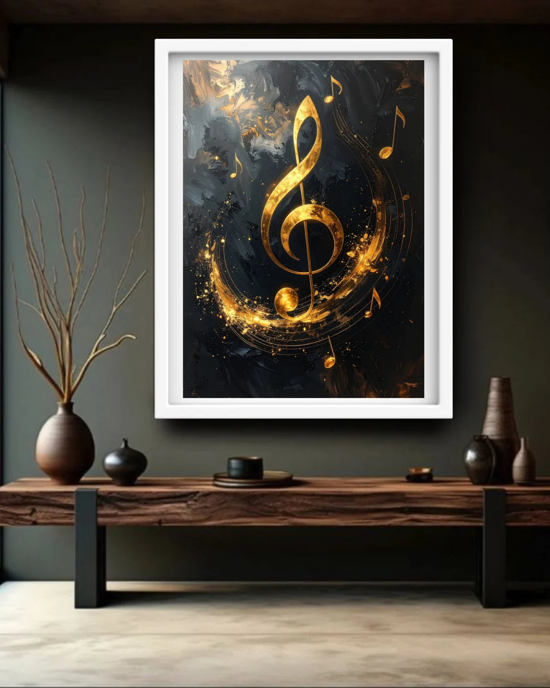 golden music note wall art canvas abstract painting