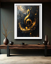 golden music note wall art canvas abstract painting