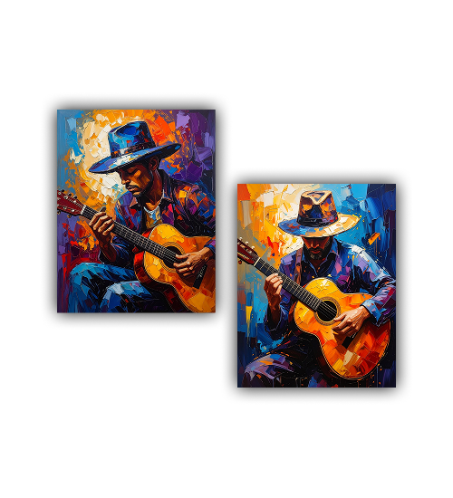 Music theme guitar wall art canvas painting set
