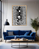 mystic forest skull wall art canvas in modern living room decor
