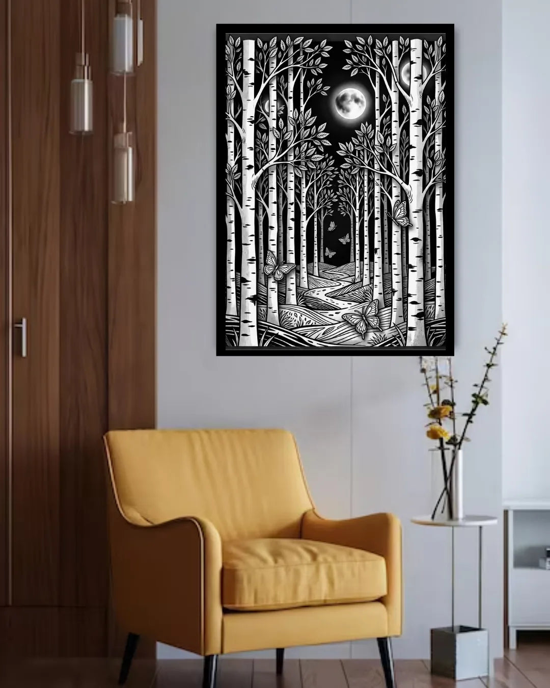 moon forest wall art modern home decor