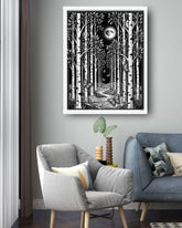 surreal forest painting wall art elegant design