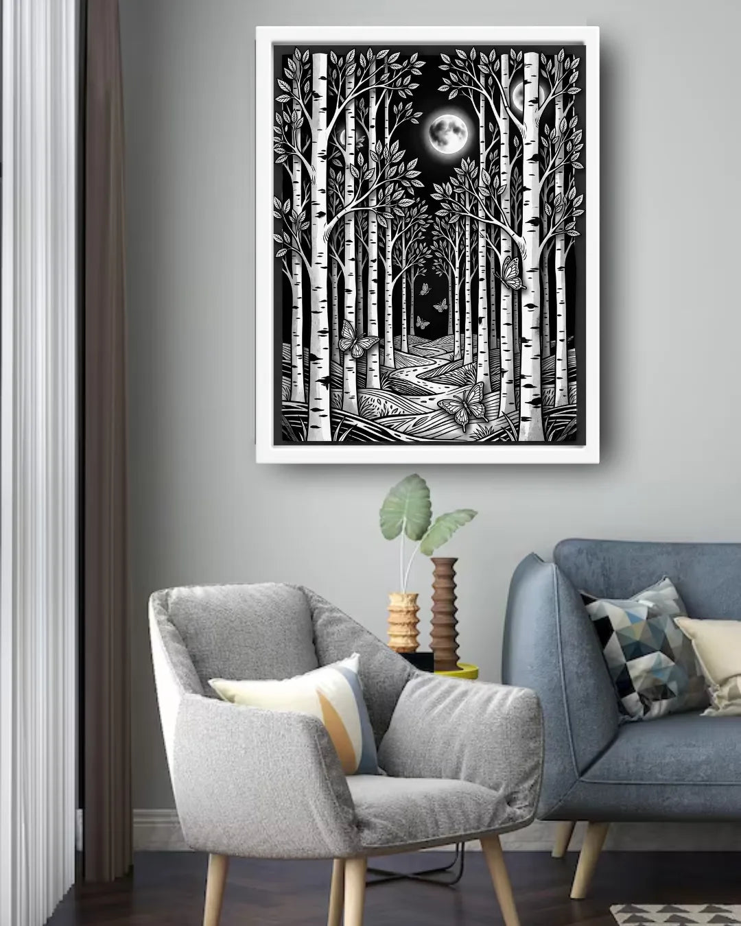 surreal forest painting wall art elegant design