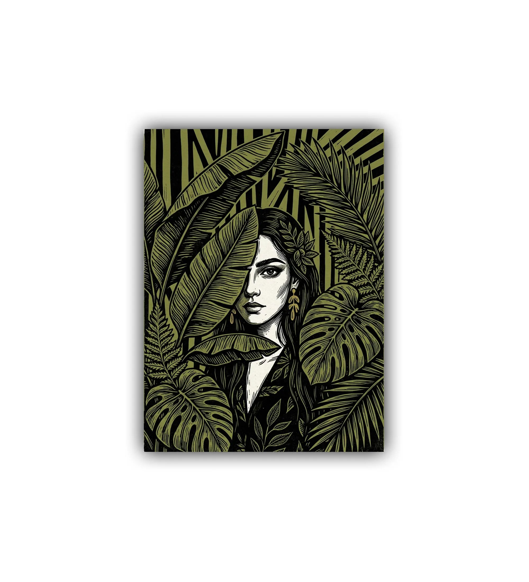 botanical woman portrait wall art canvas painting