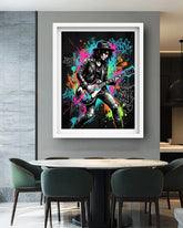 neon guitar street art canvas in modern minimal home decor