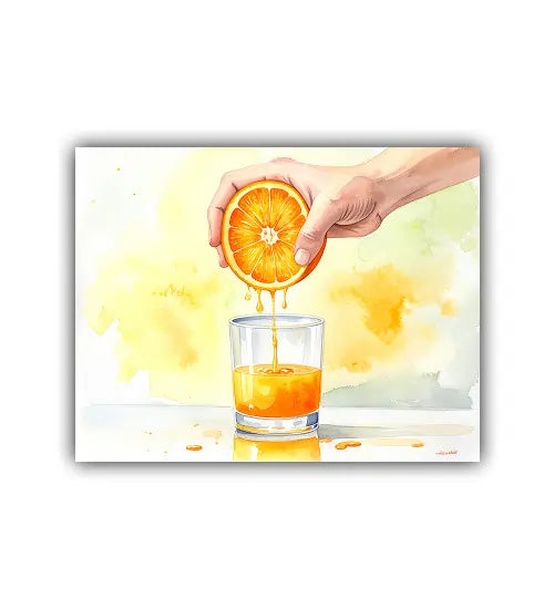 Orange drink canvas wall art painting with minimal artistic style