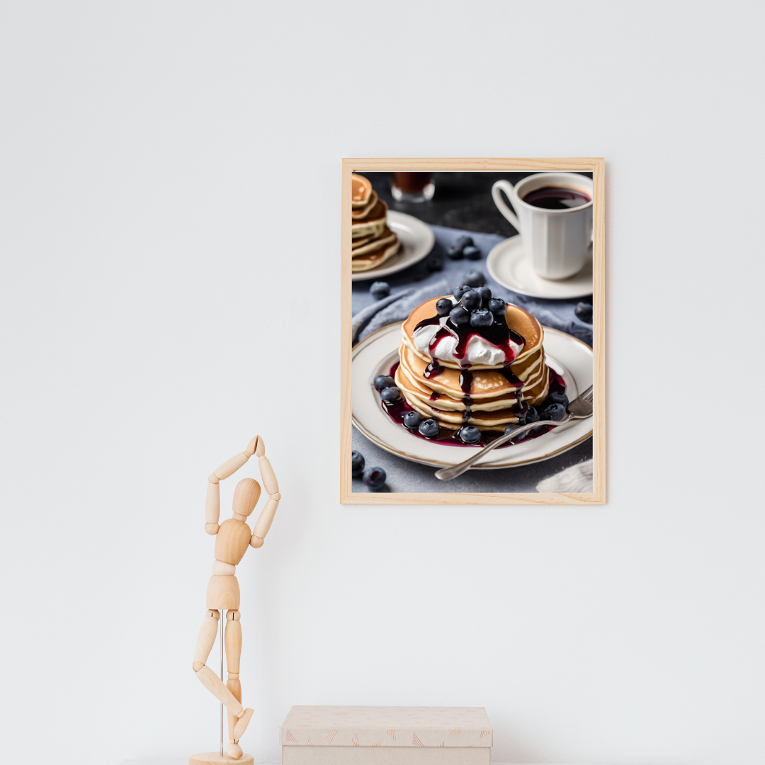 Pancake and coffee wall art canvas painting for cafe and kitchen decor