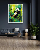 Panda canvas painting suitable for kids bedroom wall decor
