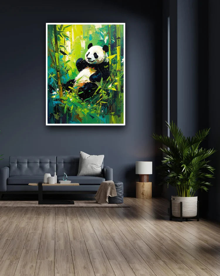Panda canvas painting suitable for kids bedroom wall decor