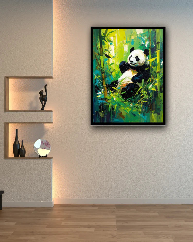 Panda wall art canvas painting for nursery and kids room decor