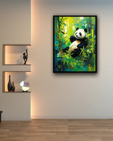 Panda wall art canvas painting for nursery and kids room decor