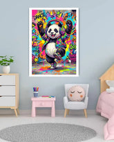 panda graffiti wall art canvas in modern kids room decor