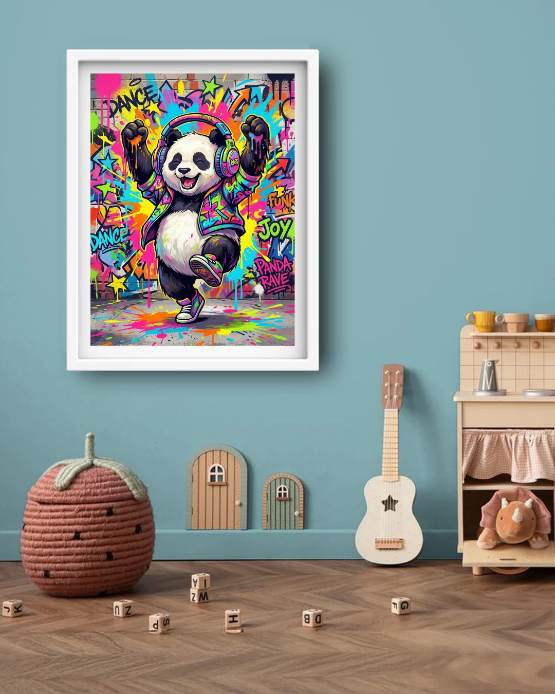 cute panda wall art canvas in nursery room decor